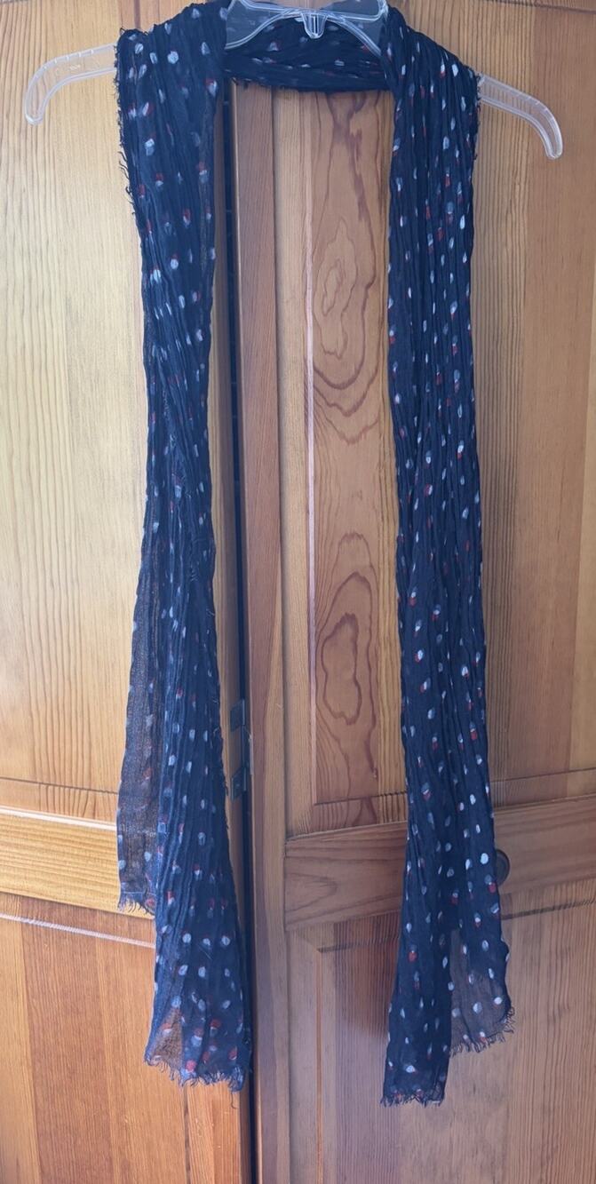 Unbranded Women’s Lightweight Navy With White And Red Polka Dots Scarf